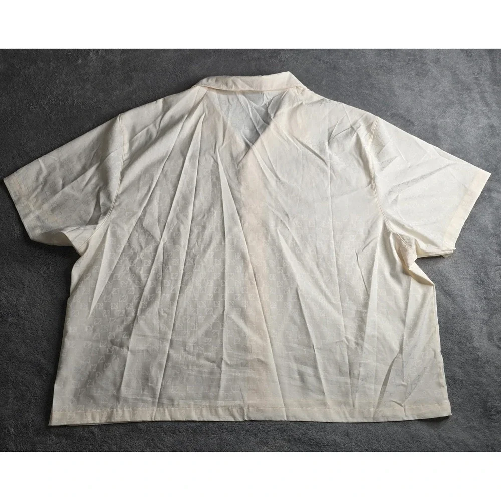 Nike Jordan 23 Monogram Shirt Mens 3XL Cream Button-Up DX9681-110